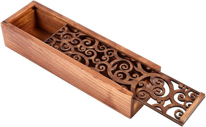 Joyzan Wooden Pen Box, Wood Pencil Storage Case Retro Stash Organizer Removable Cover Rectangular Ballpoint Pen Display Holder Gift Desktop Office Necklace Bracelet Jewelry Cosmetic