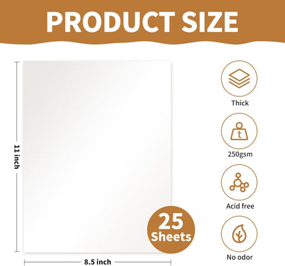 25Sheets Cream Paper, 8.5 x 11 Thick Card stock for Certificates, Invitations, Greeting Cards, Crafts, Graduations 250gsm/92lb Heavyweight Scrapbook Paper（Cream）