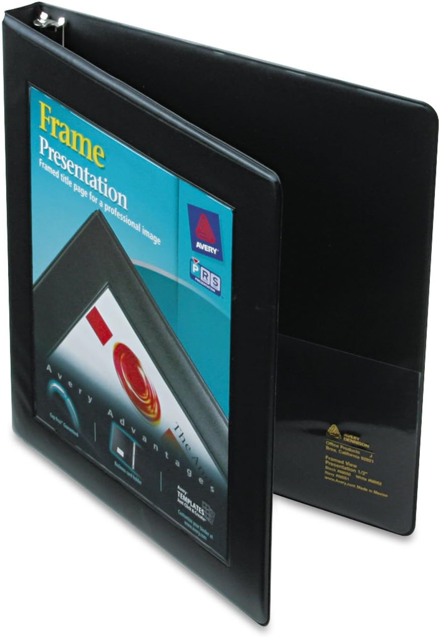 Avery Framed View Binder with 1/2 inch Gap Free Slant Ring, Black (68050)