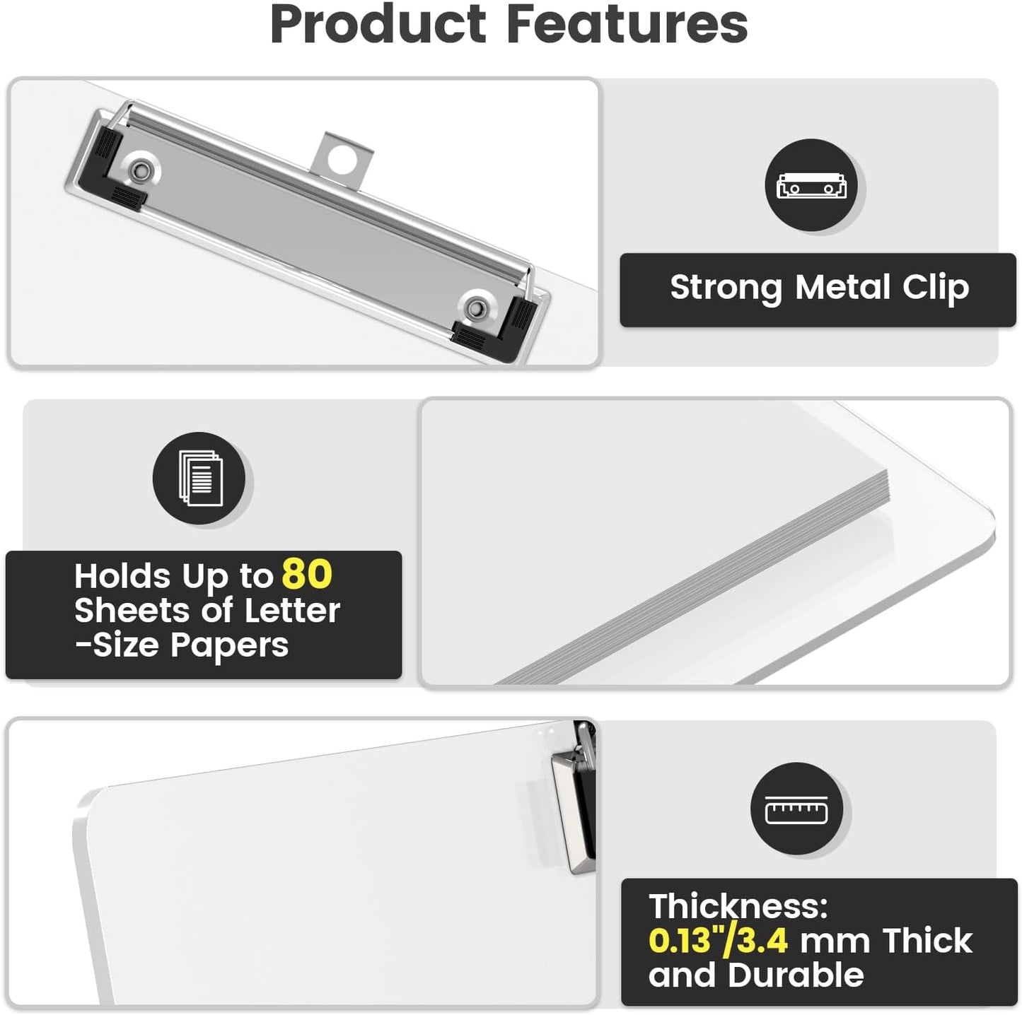 Extra Large 11x17 Clipboards, Plastic Black Drawing Boards, Horizontal Clip Board, Landscape Layout. Suitable for Watercolor, Sketching, Painting. Art & Drafting Supply