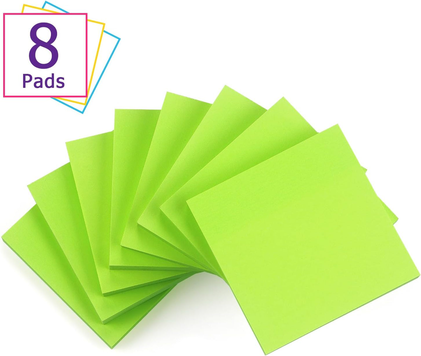 Sticky Notes 3x3 Self-Stick Notes Bright Colors Sticky Notes 8 Pads 80 Sheet/Pad (Blue)