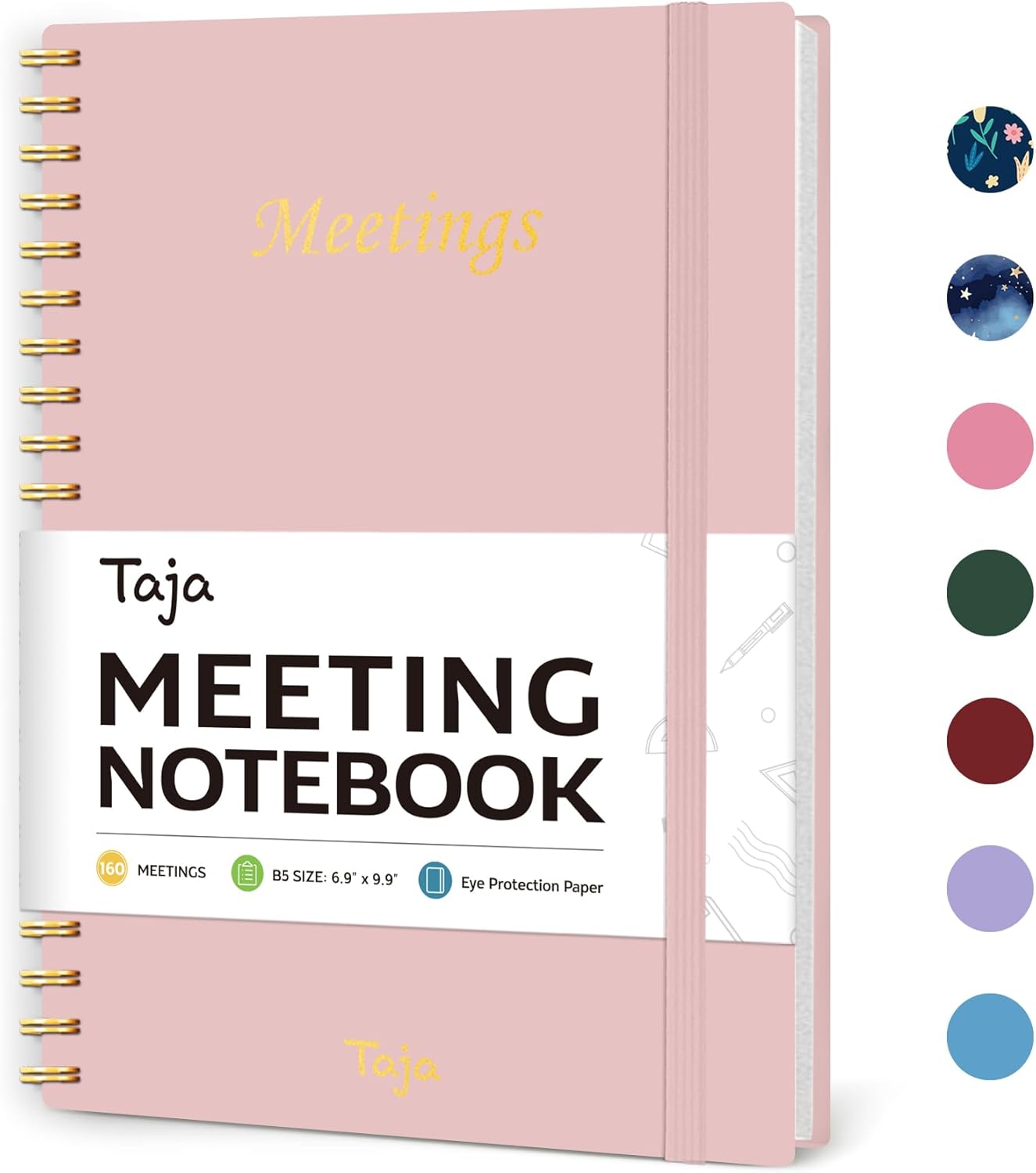 Taja Meeting Notebook for Work Organization - Work Planner Notebook with Action Items, Agenda Planner for Note Taking, 160 Pages (6.9" X 9.9") Project Organizer for Men & Women - Blue