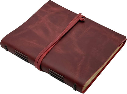 Leather Journal Writing Notebook - Genuine Leather Bound Daily Notepad for Men & Women Lined Paper 240 Kraft Pages, Handmade, Rustic Brown, 5 x 7 in