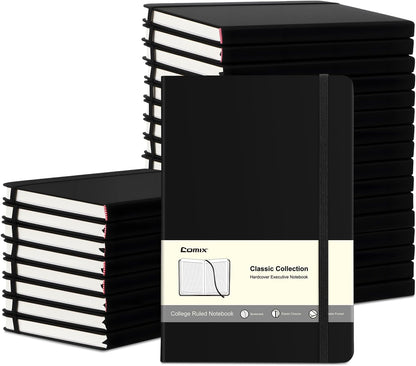 COMIX 12 Pack Lined Journal Notebooks, 240 Pages, Medium 5.5" x 8.3", Hardcover, Journaling Notebook for Work, Business Notebooks for School & Office, Journals for Women, Men