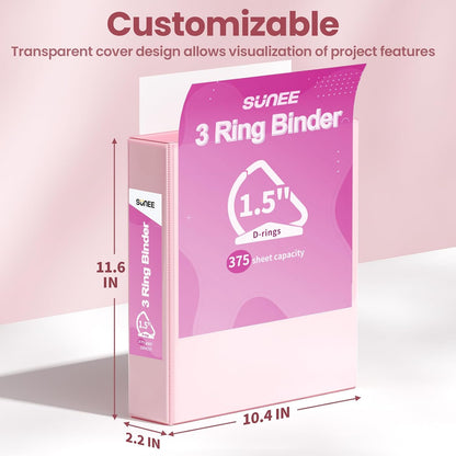 SUNEE 3 Ring Binder 2 Inch, Clear View Binder Three Ring PVC-Free (Fit 8.5x11 Inches) for School or Office Supplies, Light Purple, 1 Pack