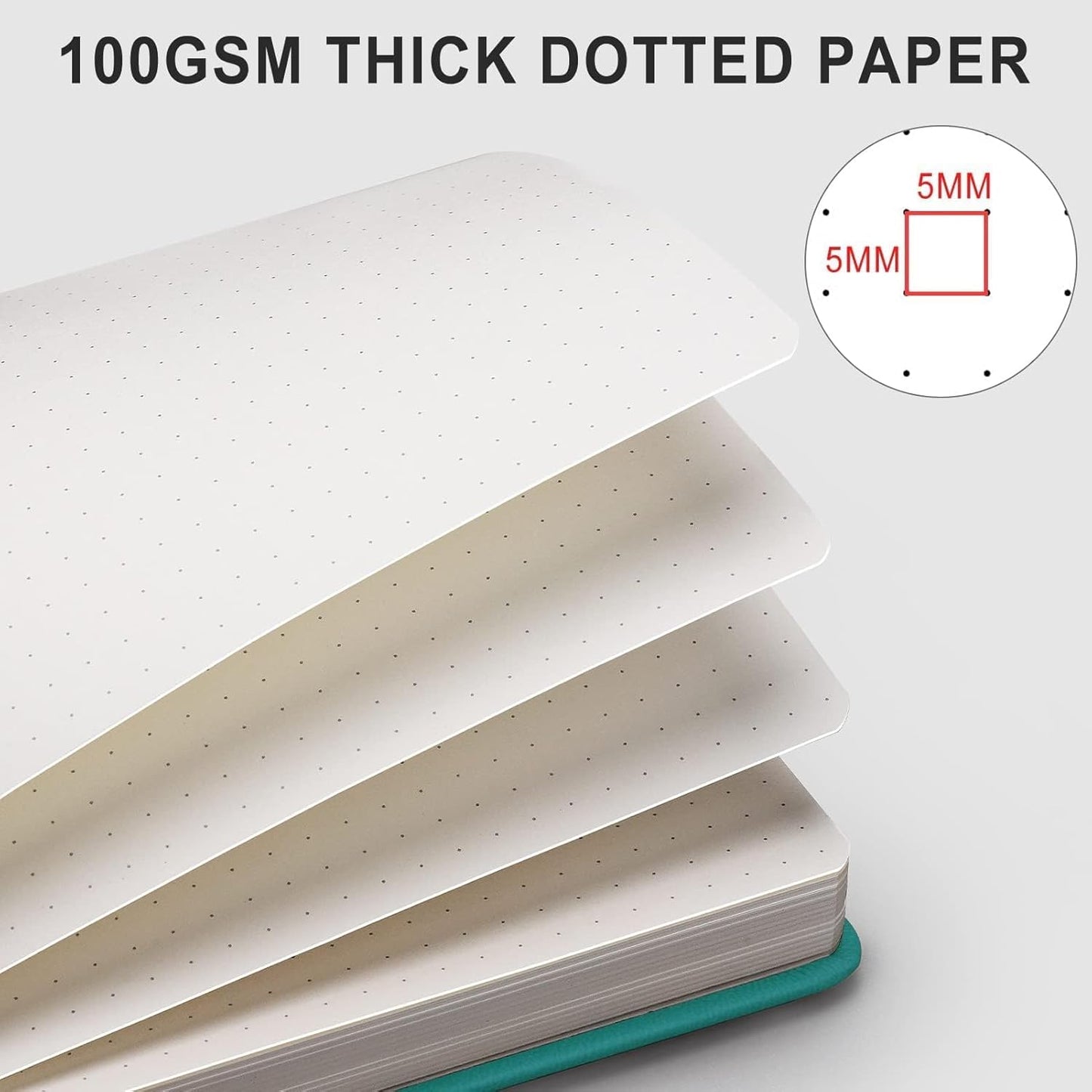 AHGXG Graph Paper Notebook - Grid Paper Notebook Large A4 8.5''×11'', 320 Pages Thick Journal, 100gsm Thick Graph Paper, Leather Softcover, Inner Pocket - Black