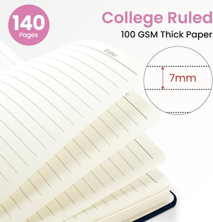 ZOTIA Lined Spiral Journal for Women, A5 Cute Hardcover College Ruled Notebook for Work, School & Note Taking, Aesthetic Writing Journal, 140 Pages (5.8" x 8.3"), Blue Floral