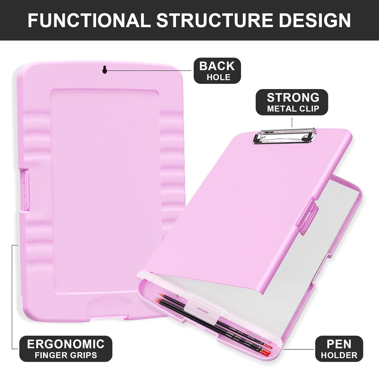 Plastic Clipboard with Storage, 8.5 x 11 Storage Organization Box Side-Opening, Heavy Duty Clip Board with Pen Holder and Paper Folder for Nurses, Teachers, Office & School Supply, Orange