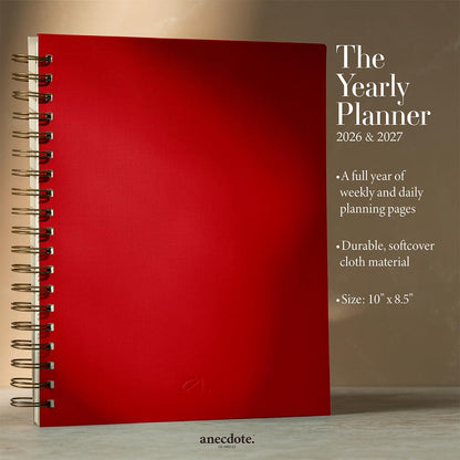 Anecdote Daily Planner w/ 2026-2027 Calendar | Start Anytime 26 Weeks Undated | 1 Page per Day | 8.5" x 5.2" | Hardcover To-Do List Organizer, Plan Your Success, Achieve Productivity Goals (Evergreen)