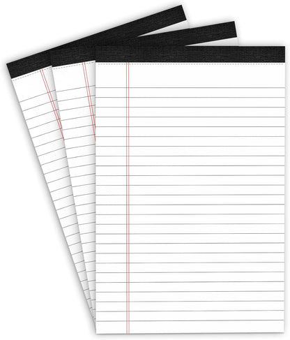 Legal Pads 8.5 x 11 Yellow Note Pads 8.5 x 11.75 Wide Ruled Writing Pads Lined Notepad for Home, School, Office Use, 80gsm Perforated Paper - Sturdy Cardboard Backing Support, 5 Pack (30 Sheets/Pad)