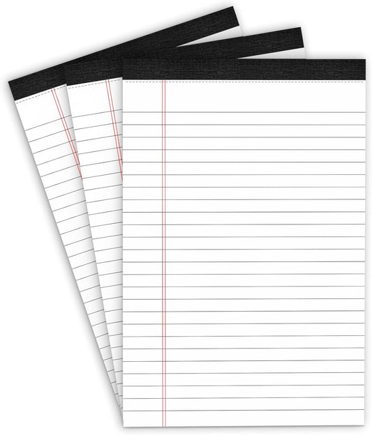 Legal Pads 8.5 x 11 Yellow Note Pads 8.5 x 11.75 Wide Ruled Writing Pads Lined Notepad for Home, School, Office Use, 80gsm Perforated Paper - Sturdy Cardboard Backing Support, 5 Pack (30 Sheets/Pad)