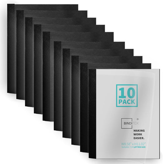 Binditek 20 Pack Thermal Binding Presentation Covers, 1/16 Inch Spine Holds 15 Sheets, Ultra Clear Front Cover, Black Paper Back Cover, Letter Size, for Students and Coworkers