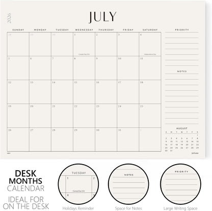 Jotsome Large Desk Calendar 2026-2027, Desk Pad Calendar From Now to June 2027 22x17 inch, Desk Blotter Calendar for Home and Office, Easy Planning (Beige, 17" x 22")