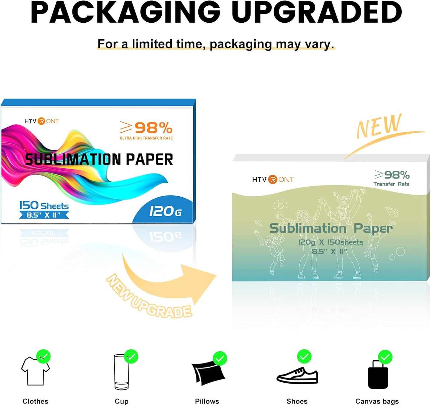 HTVRONT Sublimation Paper 8.5 x 11 inches - 150 Sheets Sublimation Paper Compatible with Inkjet Printer 120gsm