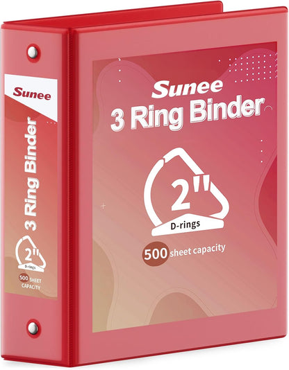 SUNEE 3 Ring Binder 2 Inch, Clear View Binder Three Ring PVC-Free (Fit 8.5x11 Inches) for School or Office Supplies, Light Purple, 1 Pack