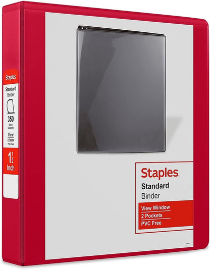 Staples Standard 2-Inch 3-Ring View Binder, Holds Up to 450 Sheets, Orange, Durable Binder for Office & School