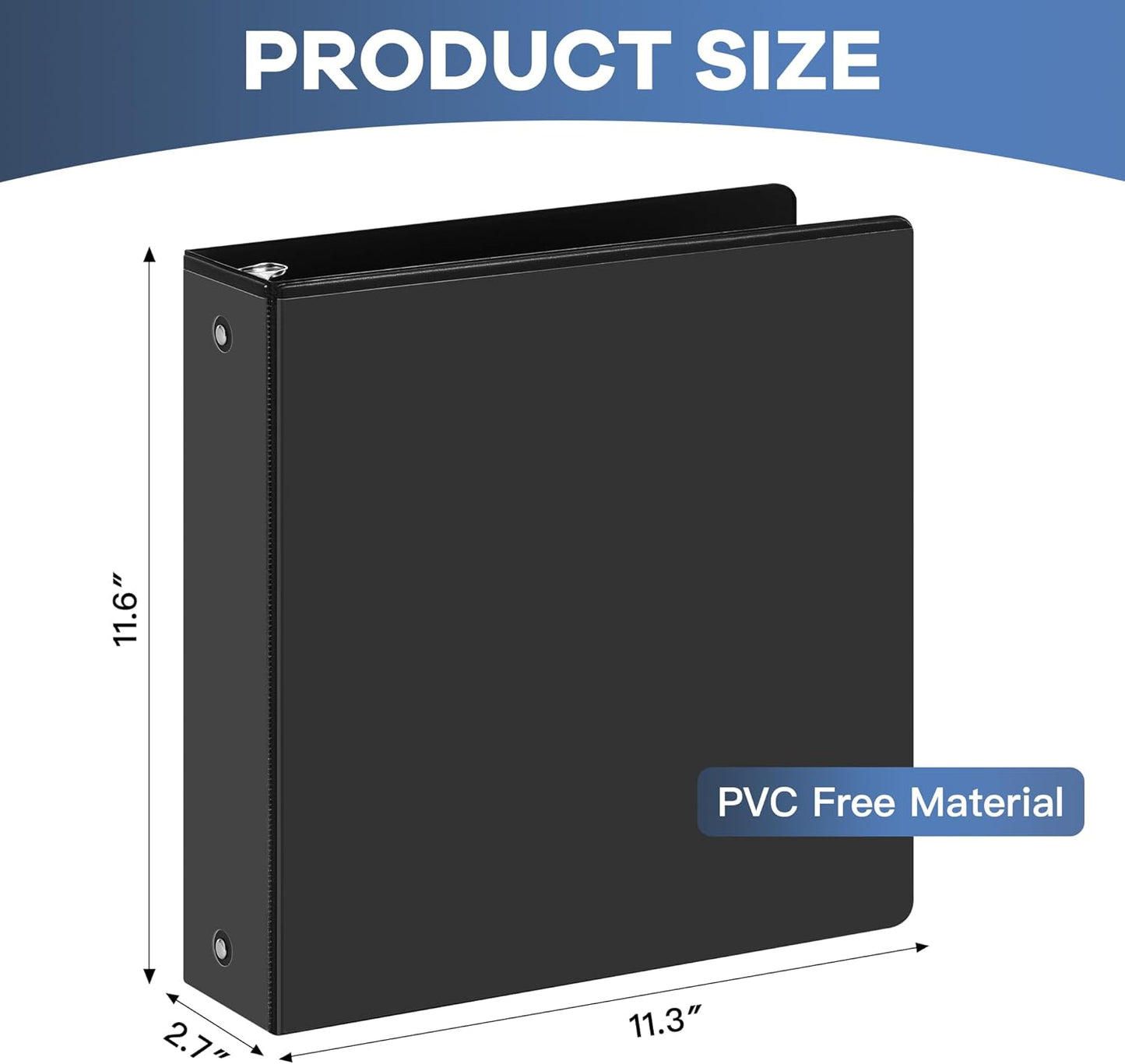 2-inch 3 Ring Binder with 2 Interior Pockets, Heavy Duty 2" Round Ring Binder Holds 450 Sheets of US Letter Size 8.5'' x 11'' Paper for Office/Home/School (White,6-Pack)