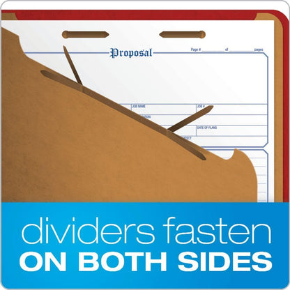Pendaflex Classification Folders, Standard, 2 Dividers, Embedded Fasteners, 2/5 Cut Tab, Bright Red, Letter Size, 10/BX (24131P)