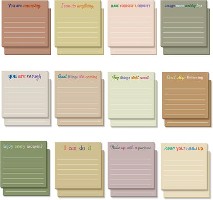 Yinder 48 Pcs Inspirational Sticky Notes Cute Motivational Sticky Notes Pad End of Year Employee Appreciation Gifts Bulk for Teacher Nurse Coworkers Office Supplies 3 x 3'' (Thank You,Dark Color)