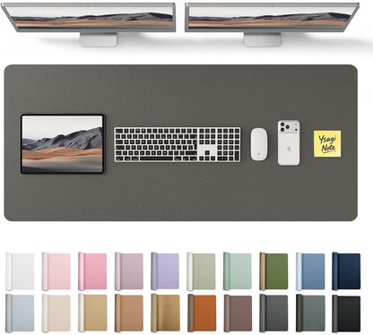 YSAGi Leather Office Desk Pad Protector, Large Mouse Pad, Non-Slip, PU Leather, Laptop Desk Blotter, Waterproof Writing Pad for Office and Home, Black, 23.6" x 13.8" - Colors B