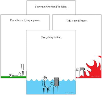 Funny Notepads (4-Pack) — Office & Work From Home Gag Gift for Coworkers or Friends — Sarcastic Desk Memo Pads — Everything Is Fine, This Is My Life Now, I Have No Idea What I’m Doing, I’m Not Even Trying Anymore