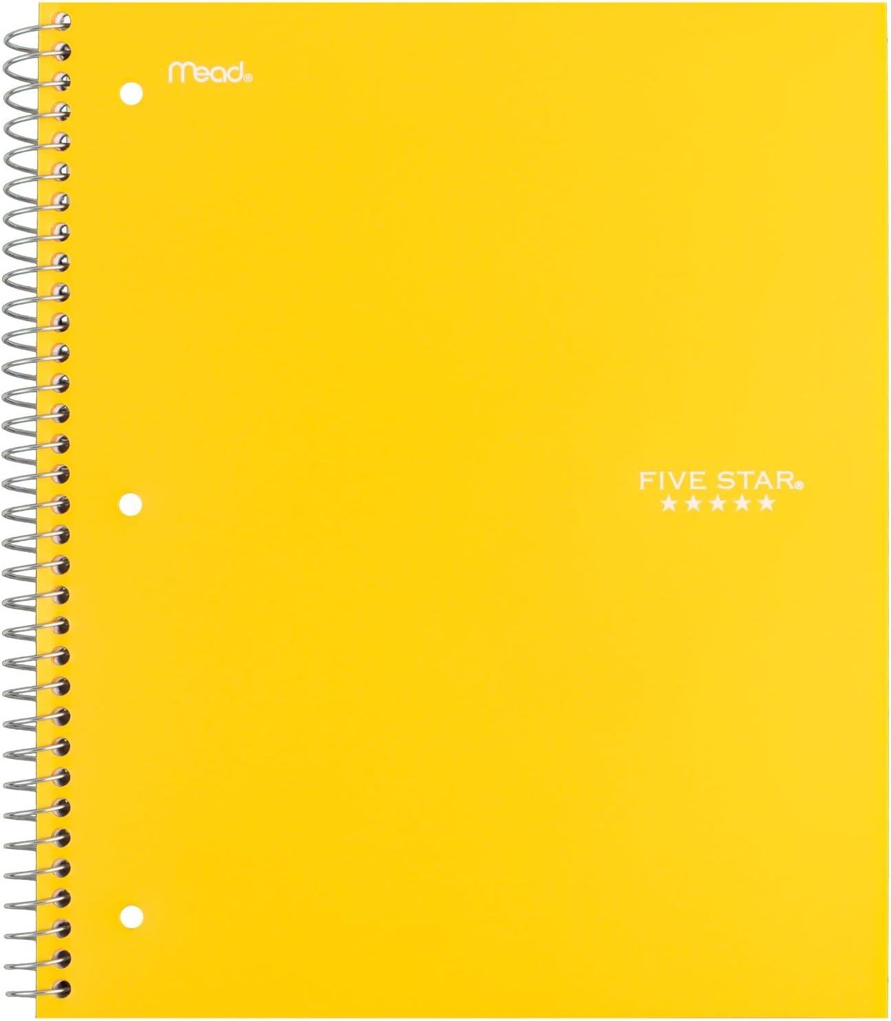 Five Star Spiral Notebook + Study App, 3 Subject, Wide Ruled Paper, 8" x 10-1/2", 150 Sheets, Fights Ink Bleed, Water Resistant Cover, Harvest Yellow (73463)