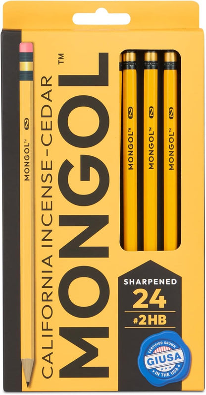 Mongol Classic Incense Cedar #2 Pencil - 12-Pack – Pre-sharpened, European Graphite Core, US Grown Cedar, Smudge Free Eraser – Nontoxic PMA Certified