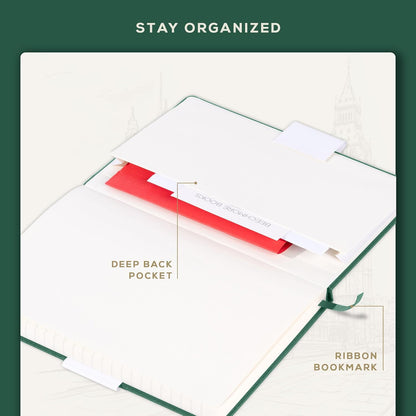 BEECHMORE BOOKS Large Lined Journal Notebook, 8.5" x 11.5" (A4) Hardcover Vegan Leather Executive Diary for Work, Thick 120gsm Paper, Lay-Flat Binding, Gift Box