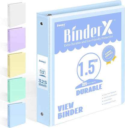 BinderX Extra Durable 3 Ring Binder, Round Rings 1 Inch Binder, Fits 175 Sheets of 8.5x11 Paper, Customizable View Cover with Inside Pockets, Cute 1" Binders, 1 Inch Binders 3 Ring, Pink