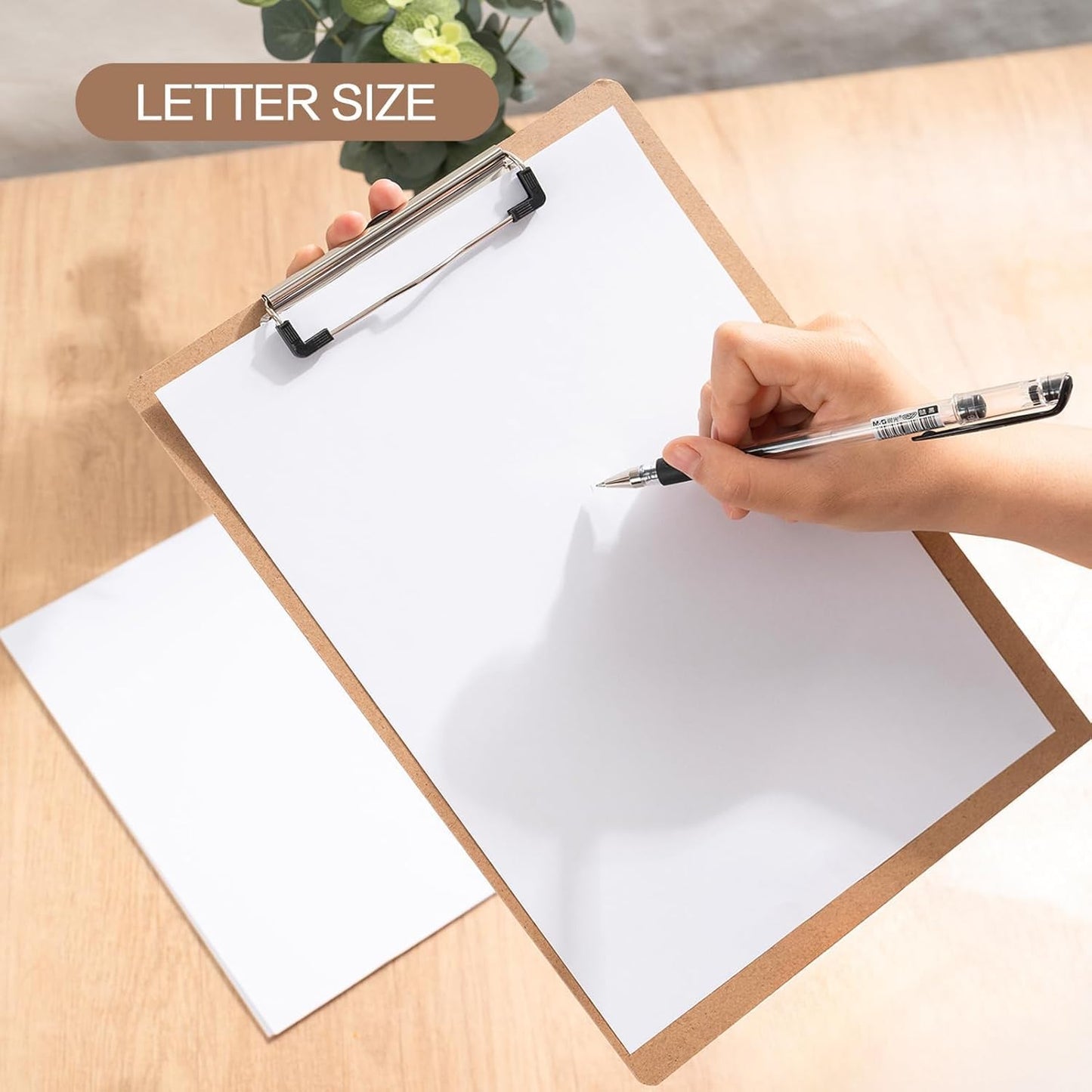 15 Pack Clipboard 9 x 12.5 Letter Size Clip Boards Bulk, A4 Wooden Hardboard Office Clipboards for Classroom, Work-Meetings, Brown