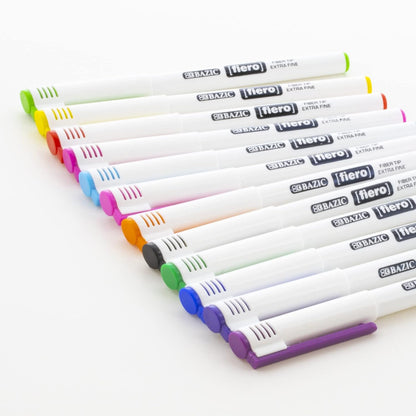 BAZIC Products Fiero Fiber Tip Pen, Fineliner Pens 0.4mm Blue Color Extra Fine Point, Writing Drawing for Graphic Office School (4/Pack), 1-Pack