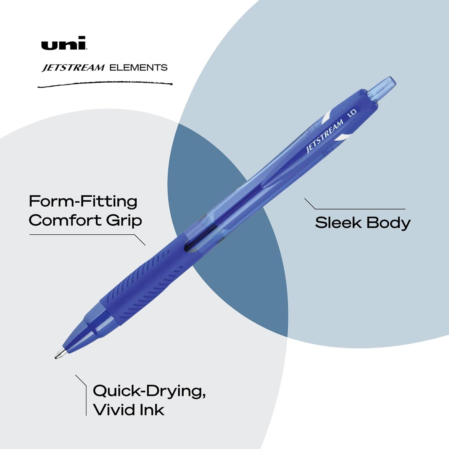 uniball Jetstream 101 Ballpoint Pens, Medium Point (1.0mm), Blue, 12 Pack