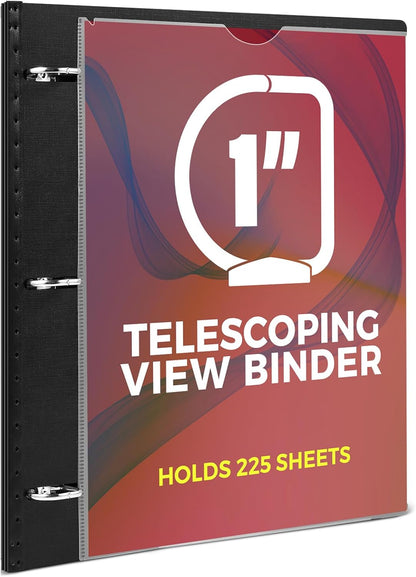 Telescoping 3 Ring Binder-4PCS, Flexible Binder with Elastic Rubble Spine+3 Round Rings, Flat Writing Binder, 4 Bright Colors