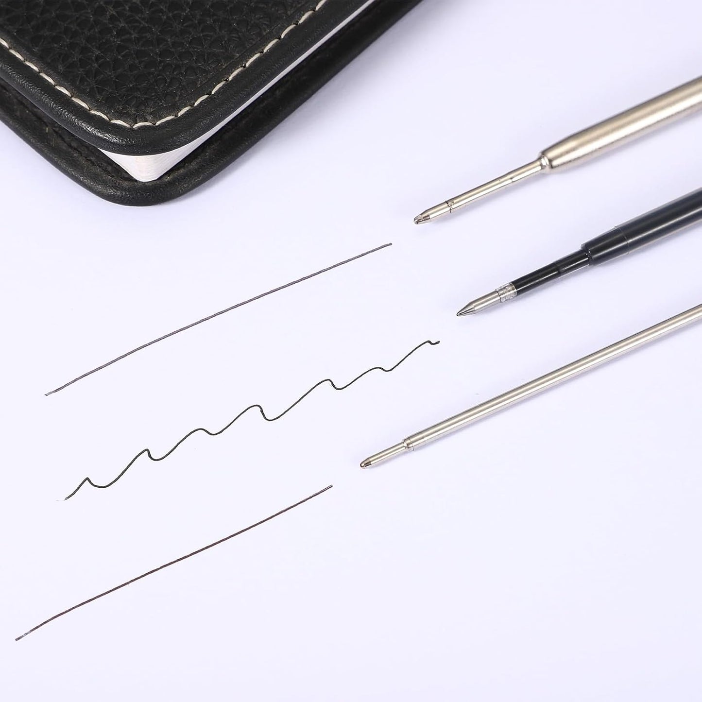 PATIKIL 0.5mm Pen Ink Refills, 10 Pcs 3.9" Ballpoint Refill Fine Point Metal Compatible Replaceable Replacement for Retractable Pen Writing Office, Black