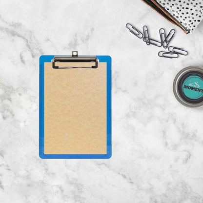 JAM PAPER Small Plastic Memo Clipboards with Low Profile Metal Clip - Mini (6 x 9) - Blue - Clip Board Sold Individually