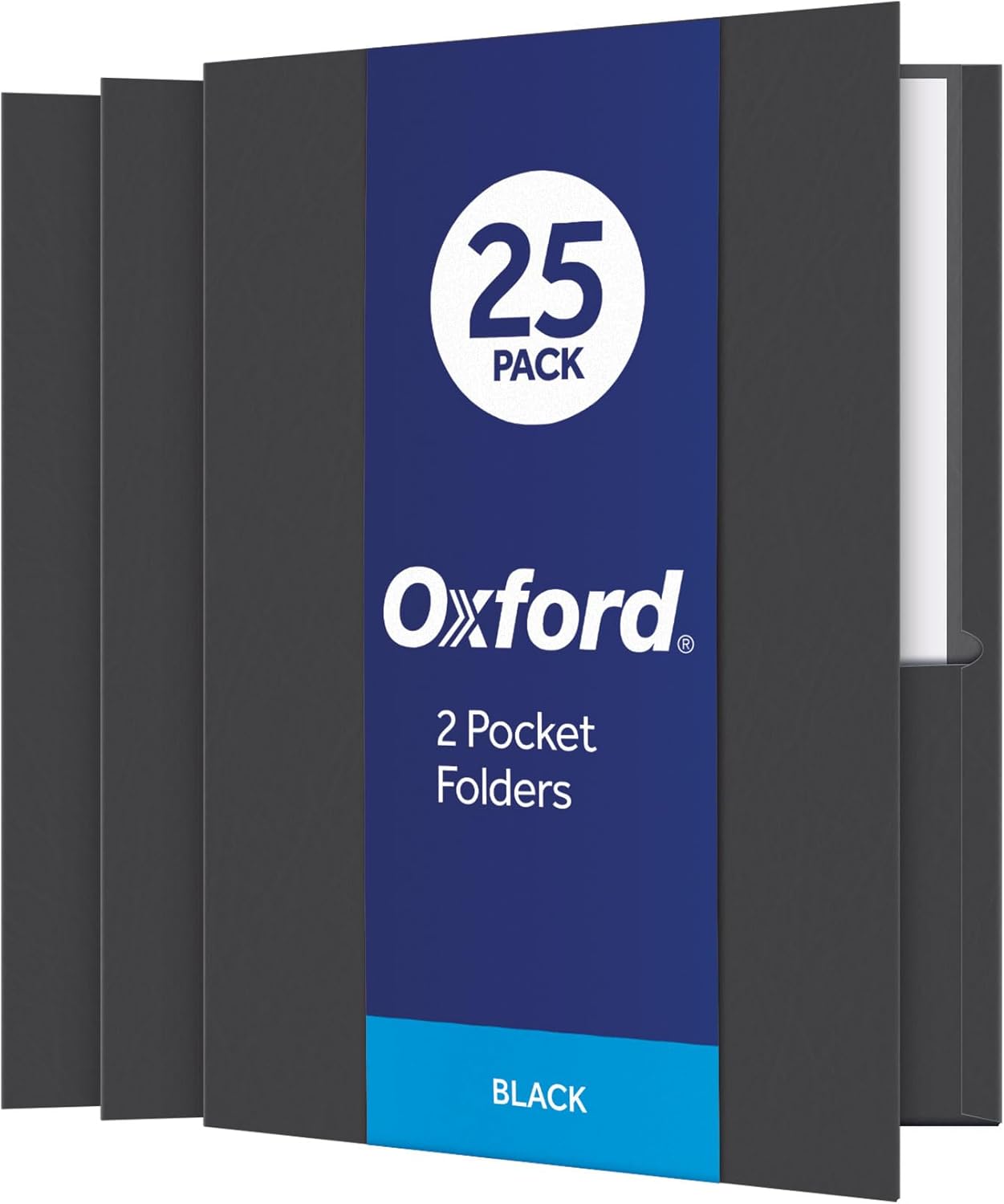 Oxford Twin-Pocket Folders, Textured Paper, Letter Size, Dark Blue, Holds 100 Sheets, Box of 25 (57538EE)