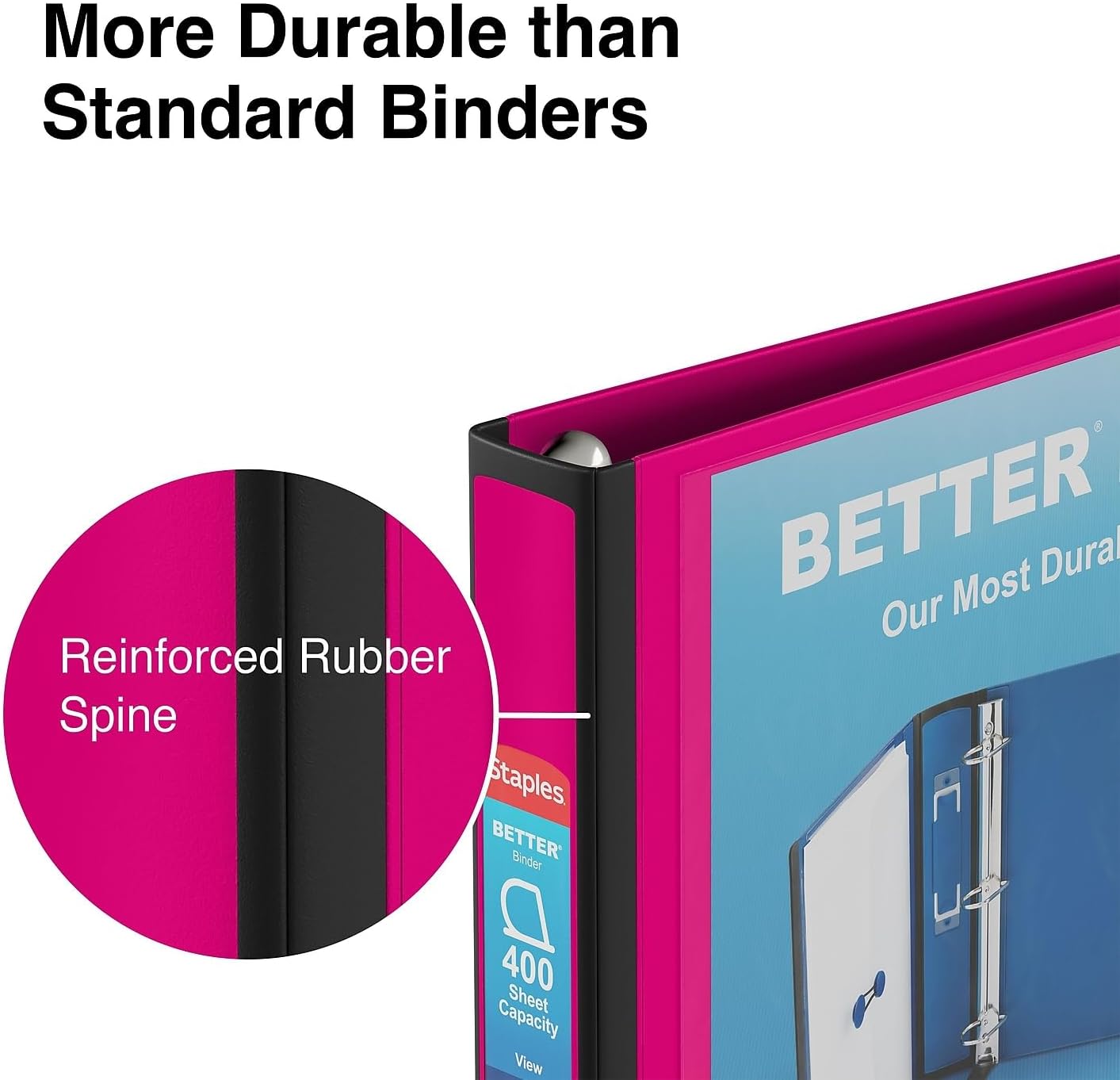 Staples Better Binder 2-Inch D-Ring View Binder, Reinforced Spine, Holds Up to 540 Sheets, Teal, for Office & School