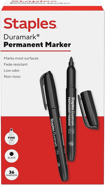 STAPLES Permanent Markers, Ultra Fine Tip, Black, 12 Pack – Duramark Precision Markers for Writing, Drawing & Labeling