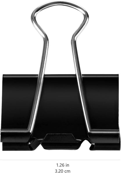 Amazon Basics Sturdy Binder Clips, Office Supplies, Small 0.75 in, Document Organizing, School Supplies, Black, 144 Count
