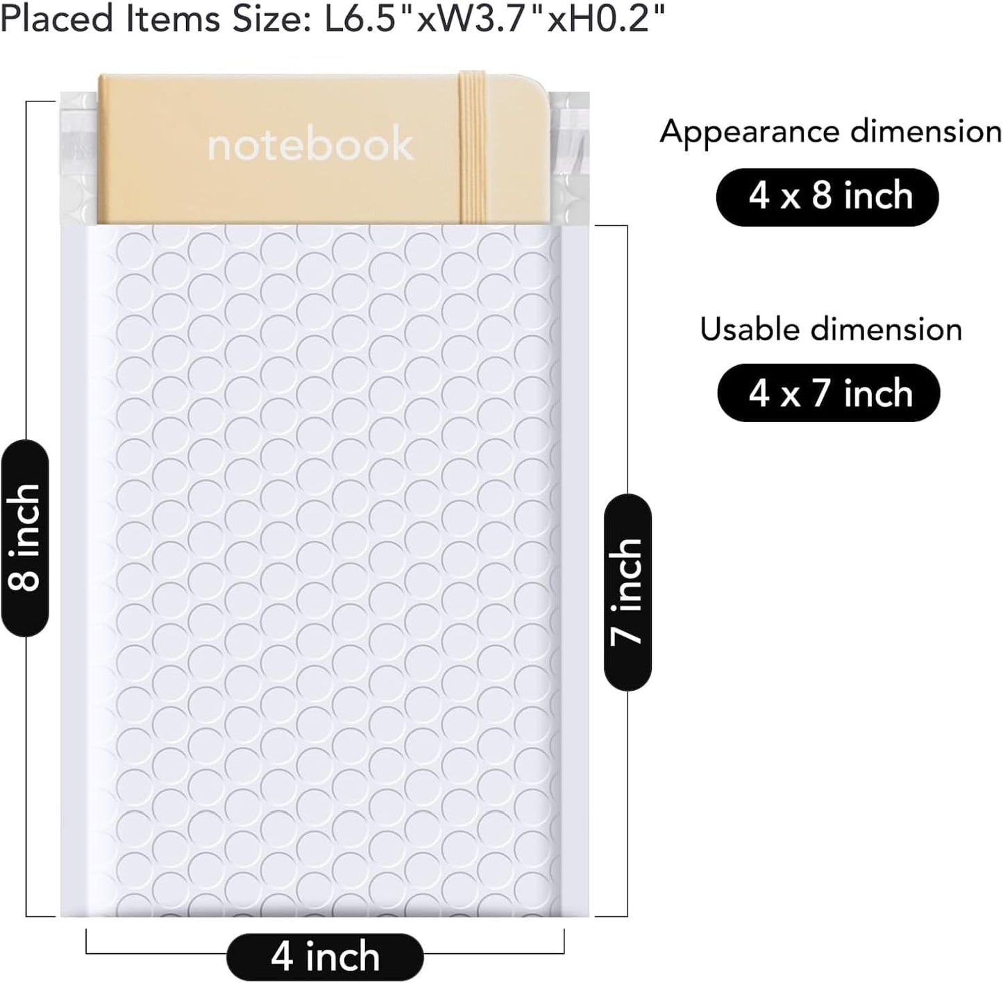 Fuxury Black Bubble Mailers 4x8" 200 Pack Waterproof Padded Envelopes Self Seal Bubble Envelopes Usable Size 4x7" Padded Mailers for Small Business Shipping Envelope Mailers