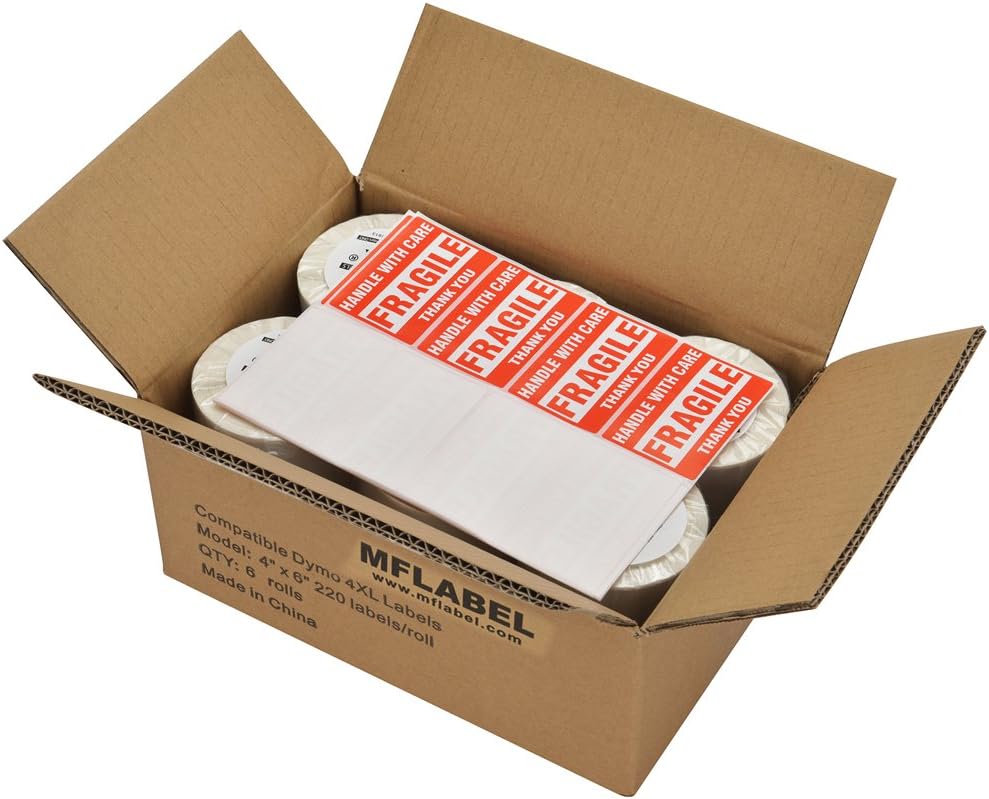 MFLABEL 4x6 Thermal Shipping Labels - 2 Rolls of 250, Perforated & Smudge-Proof Direct Thermal Labels Compatible with Rollo, Zebra, for Amazon UPS FedEx Shopify