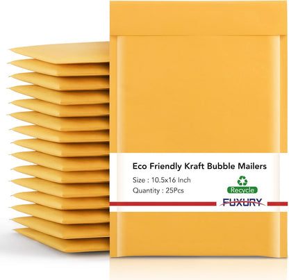 Fuxury Kraft Bubble Mailer 4x8” 50Pack Padded Envelopes Usable Size 4x7" Strong Adhesion Thick Bubble Envelopes Waterproof Cushioned Bubble Mailers Packaging for Small Business #000 Yellow