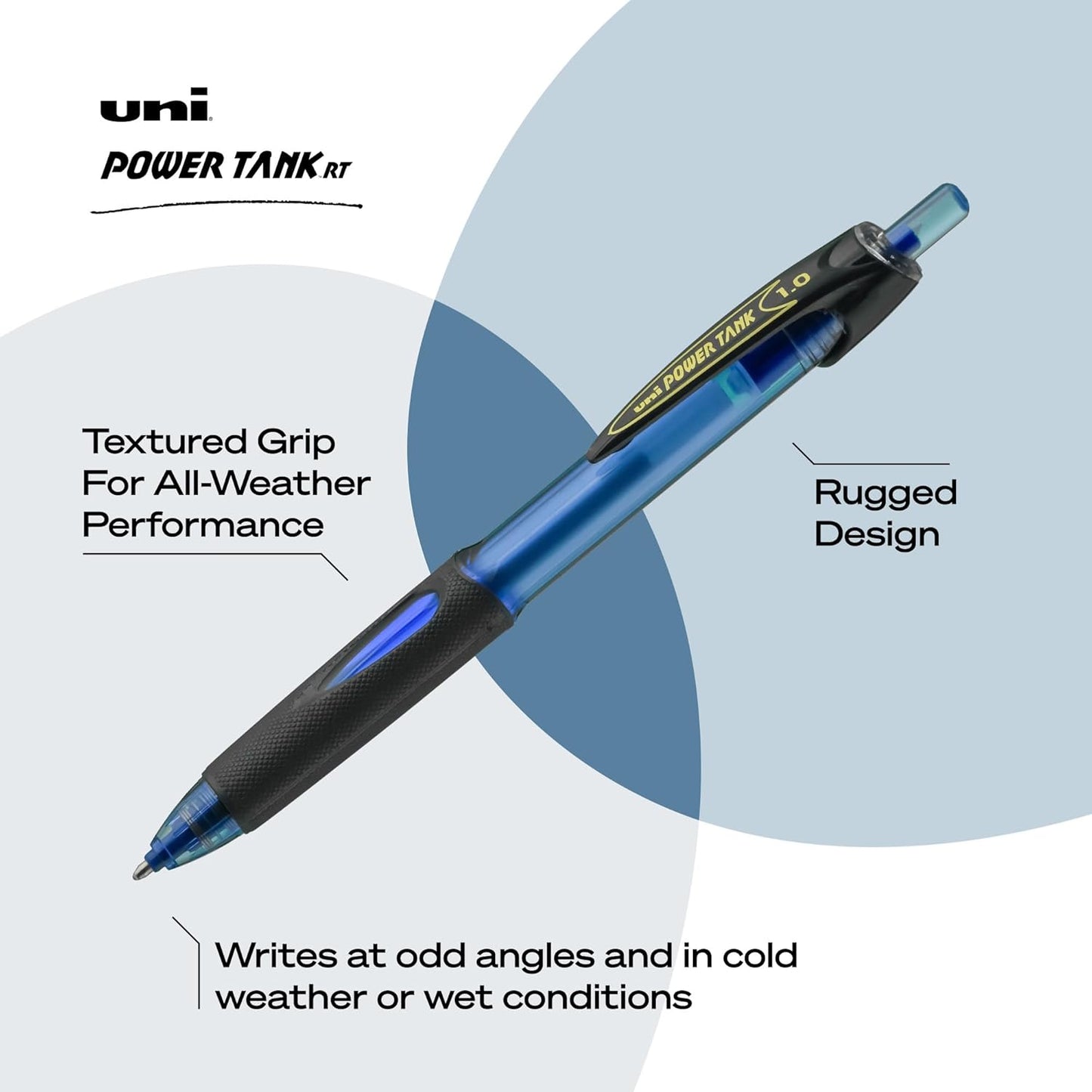 uniball Power Tank RT Ballpoint Pens, Medium Point (1.0mm), Black, 12 Pack