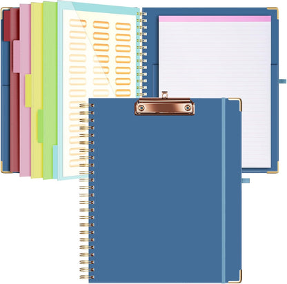 Ospelelf Clipboard with Storage 8.5 X 11，Padfolio Organizer, Spiral Portfolio Letter Size with Notepad, Pen Holder, 5 Extra Folder Divider Pages, Elastic Closure Nurse Office Essentials (Polka Dots)