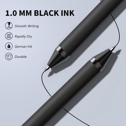 Bulk Pens - 108 Pack Black Pens 1.0MM Medium Point Ballpoint Pens, Smooth Writing No Bleed Retractable Ball Point Pen (Black)