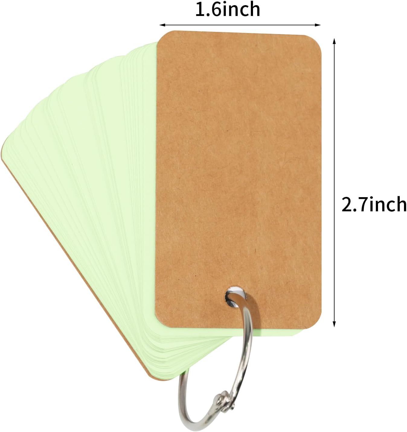 6 Pack Colored Flash Cards with 300 Sheets Study Cards, 2.7 * 1.6 Blank Notecards with Binder Ring, for DIY Greeting Cards, Kindness cards, and Study Cards