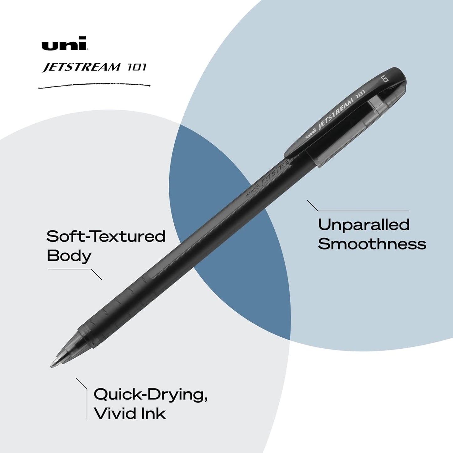 uniball Jetstream 101 Ballpoint Pens, Medium Point (1.0mm), Blue, 12 Pack