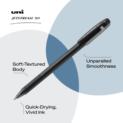 uniball Jetstream 101 Ballpoint Pens, Medium Point (1.0mm), Blue, 12 Pack