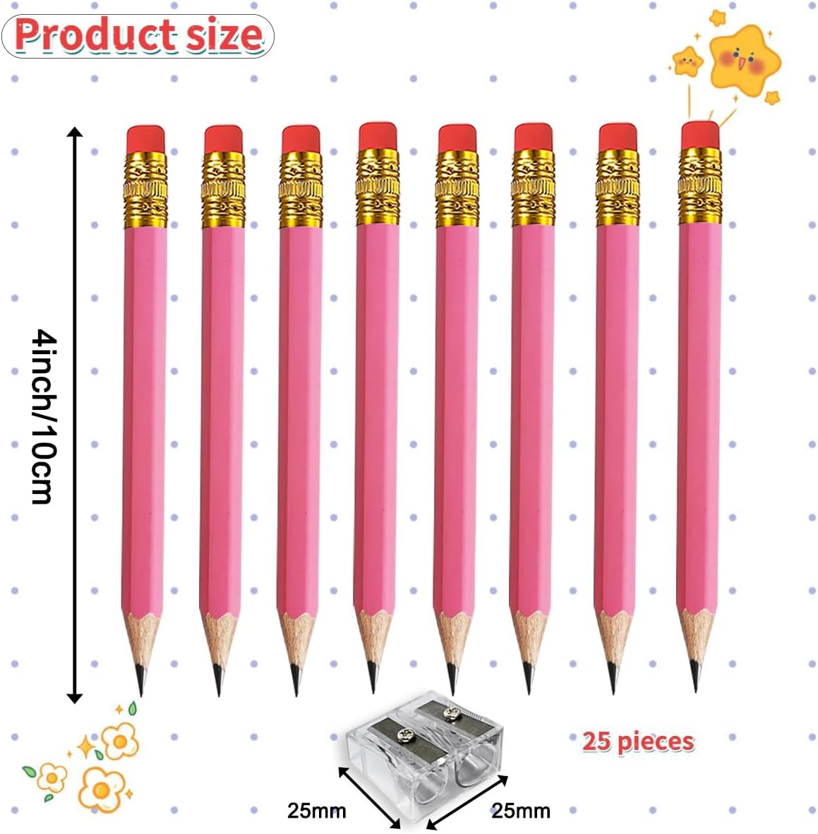 Adhere 25pcs Golf Pencils with Eraser Pre sharpened Hexagon half Wooden Pencils Graphite 2B for Golf Event Scoring,Classroom,Wedding,Company Meetings,Pew, Pocket (Nature)