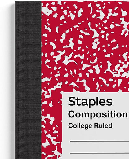 STAPLES Composition Notebook, 9.75” x 7.5”, College Ruled, 100 Sheets, Assorted Colors, 48/Carton